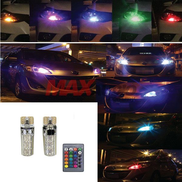 Buy 2X T10 RGB Multi Colors Changing LED Lamp Bulb Colorful Car